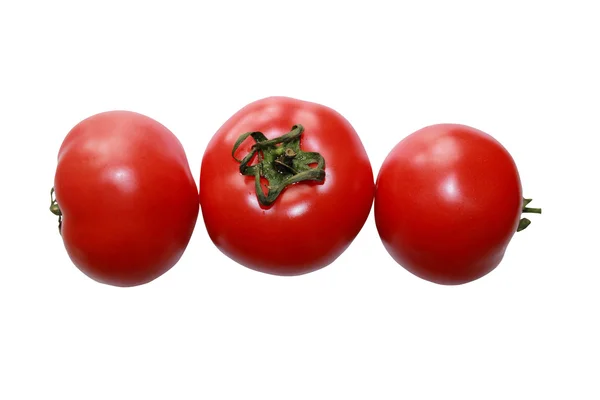 Tre pomodori isolati — Foto Stock