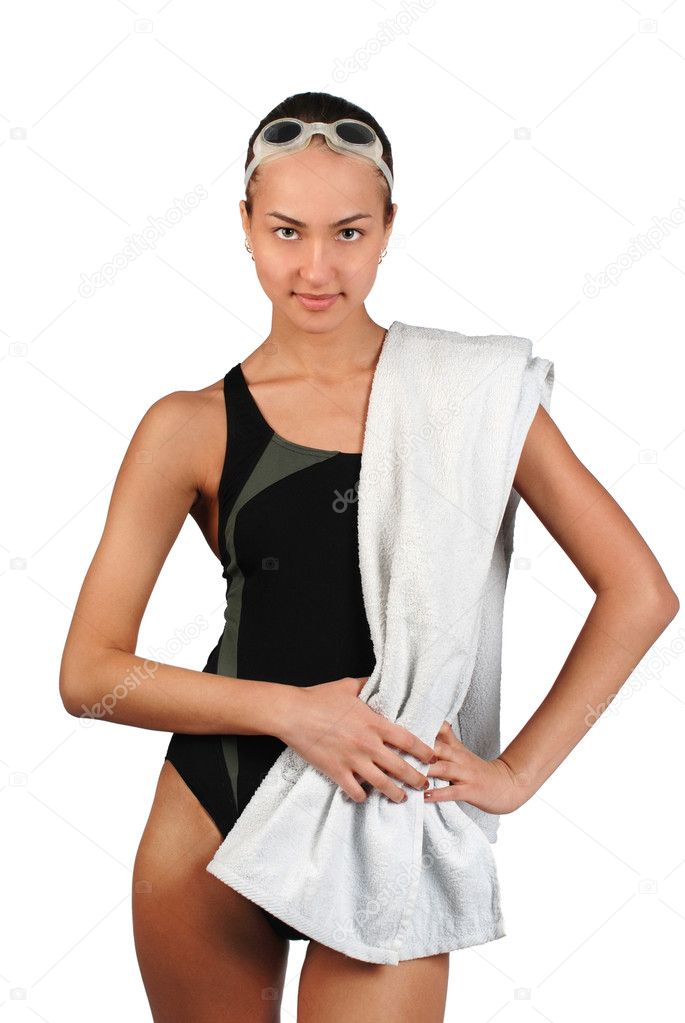 Portrait of nice girl with towel
