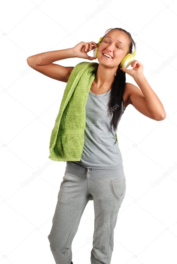 Relaxing happy girl with headphones