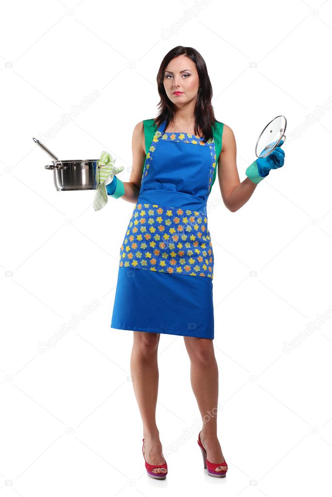 Glamour housewife at work