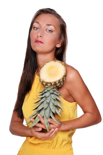 Pretty girl with fruit — Stock Photo, Image