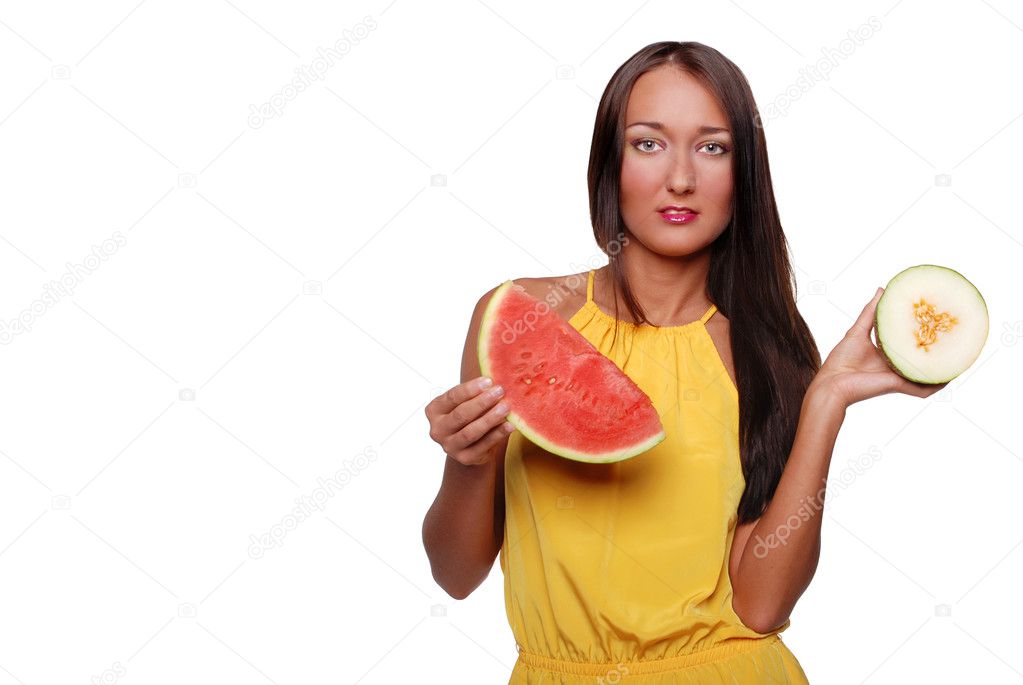 Pretty girl with fruit