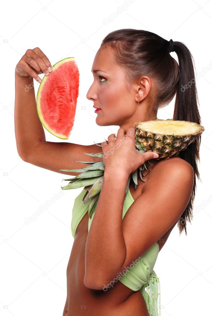 Exotic girl with fruit