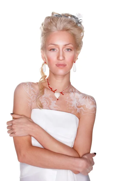 Vacker blond flicka i romantisk stil — Stockfoto