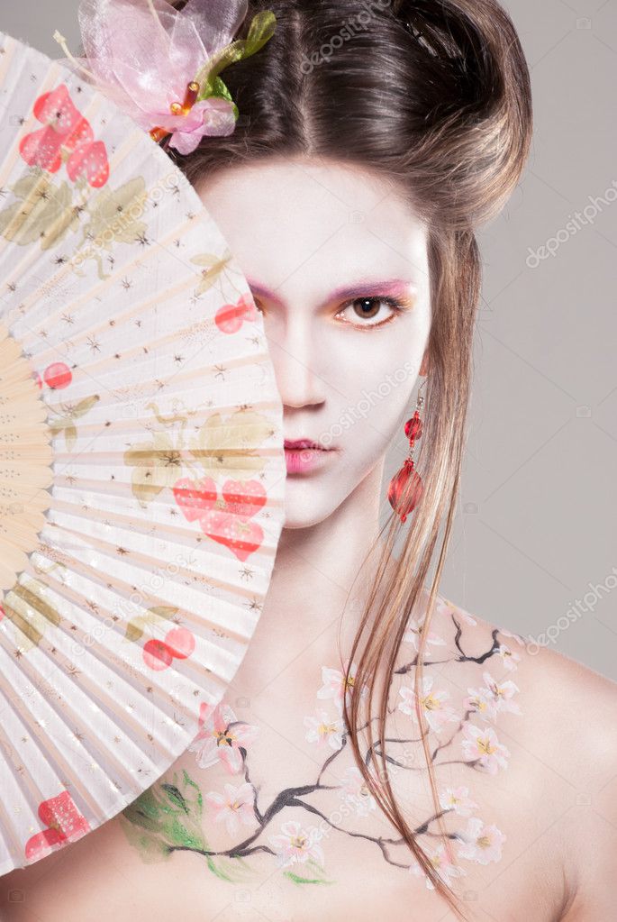 Portrait of attractive young women in asian style