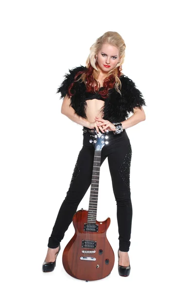 Sexuelle Blondine mit Gitarre — Stockfoto