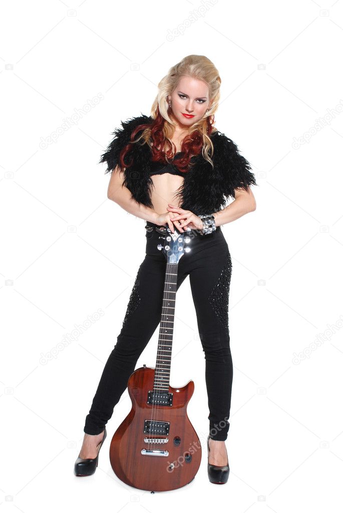 Sexual blonde with guitar