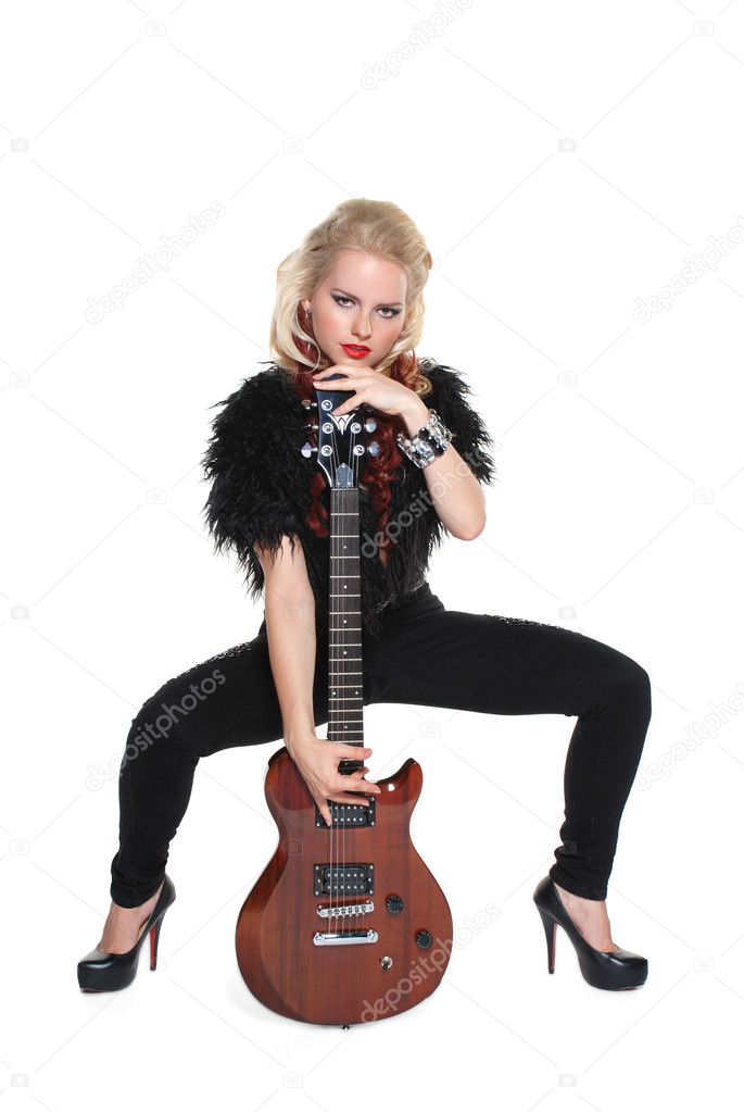 Sexual blonde with guitar