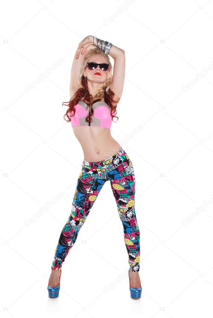 Cool dancer girl in sunglasses