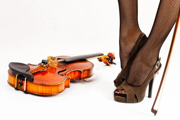 Дама з скрипка . — стокове фото