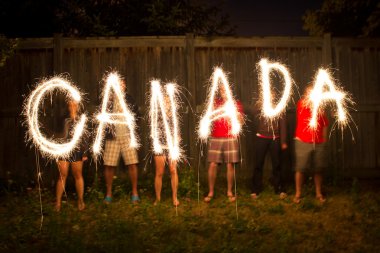 Canada sparklers in time lapse photography