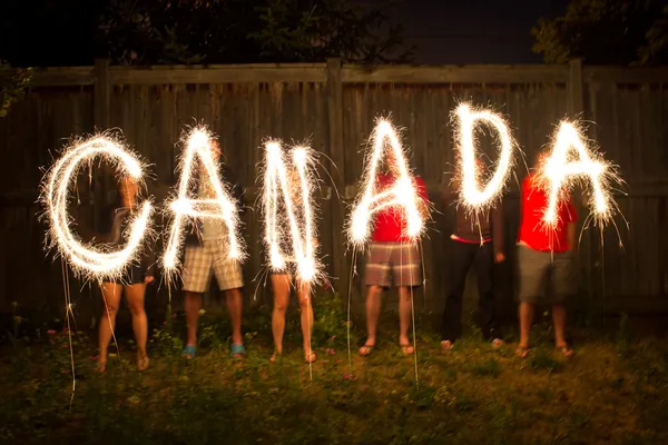 Canada sparklers in time lapse photography — Stock Photo, Image