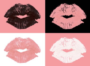 Graphic lipstick kisses clipart