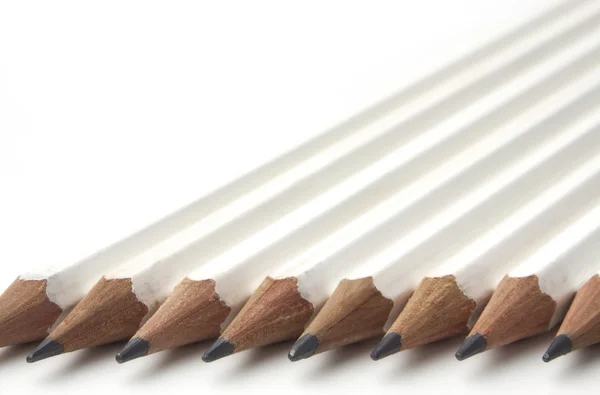 Row of white pencils — Stock Photo, Image