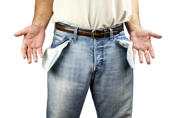 Hombre con bolsillos vacíos — Foto de Stock