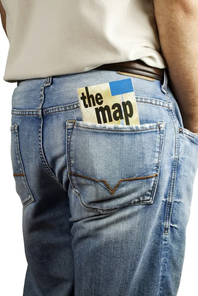 Mapa de viaje en el bolsillo trasero — Foto de Stock
