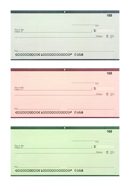 Set of three blank checks — Stock Photo, Image