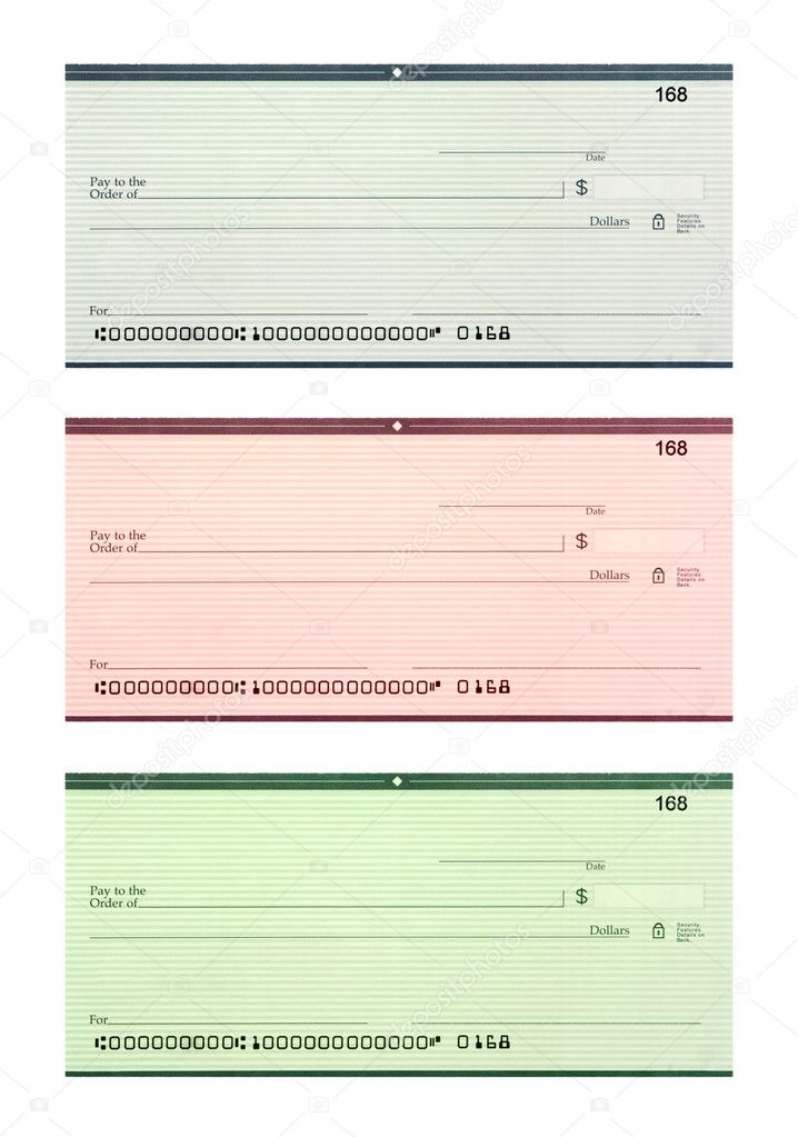 Set of three blank checks