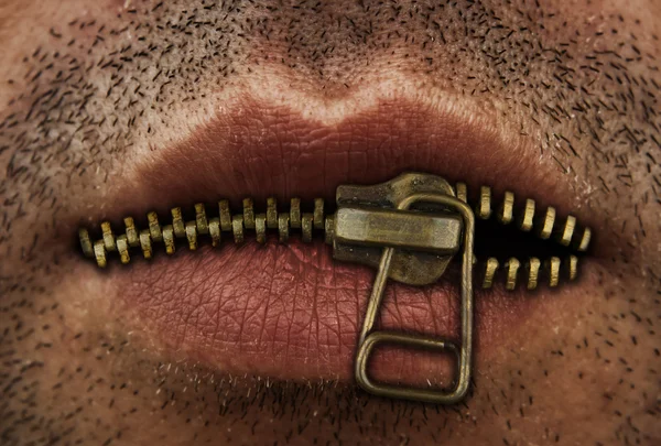Zíper na boca — Fotografia de Stock