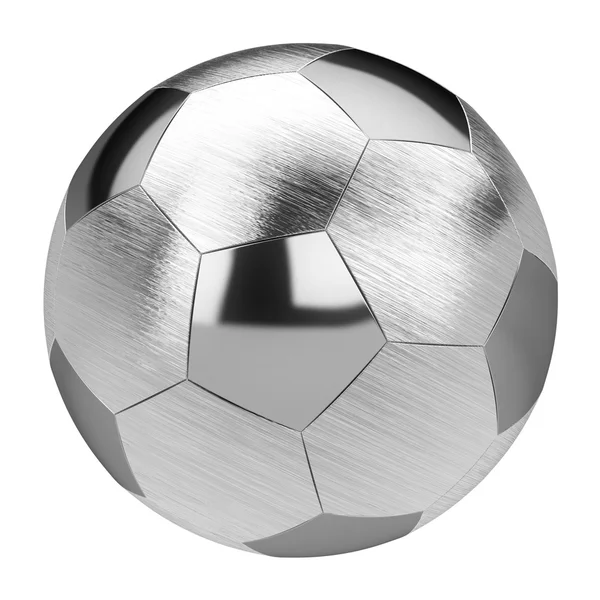 Металлический футбольный мяч на белом фоне — стоковое фото