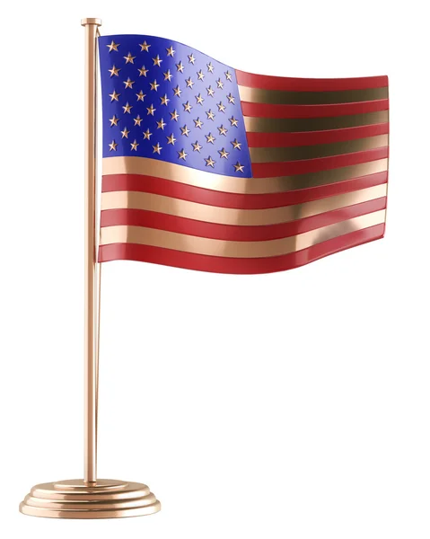 Golden American flag isolated on white background — Stock Photo, Image