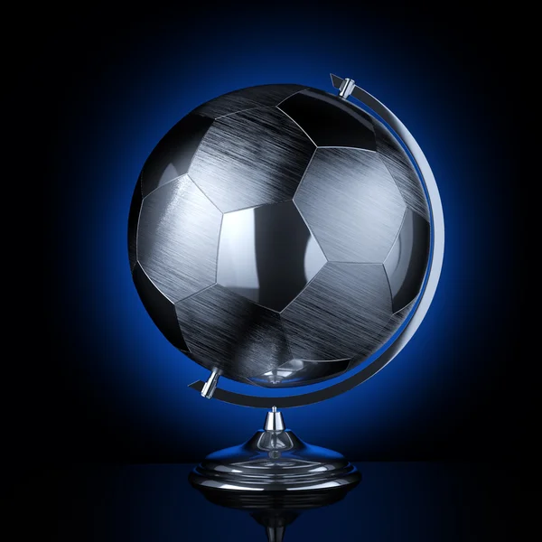 Stylish stainless steel globe of the soccer tournament — Stock Photo, Image