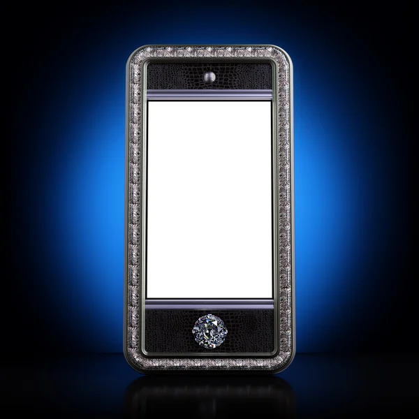 Telefono cellulare esclusivo con schermo bianco. Dispositivo in stile iPhone — Foto Stock