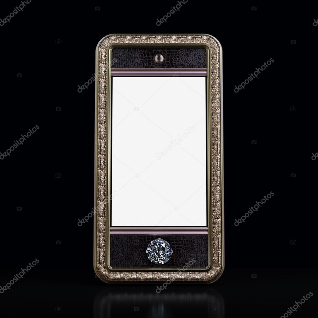 Exclusive mobile phone with blank screen. Iphone-style device