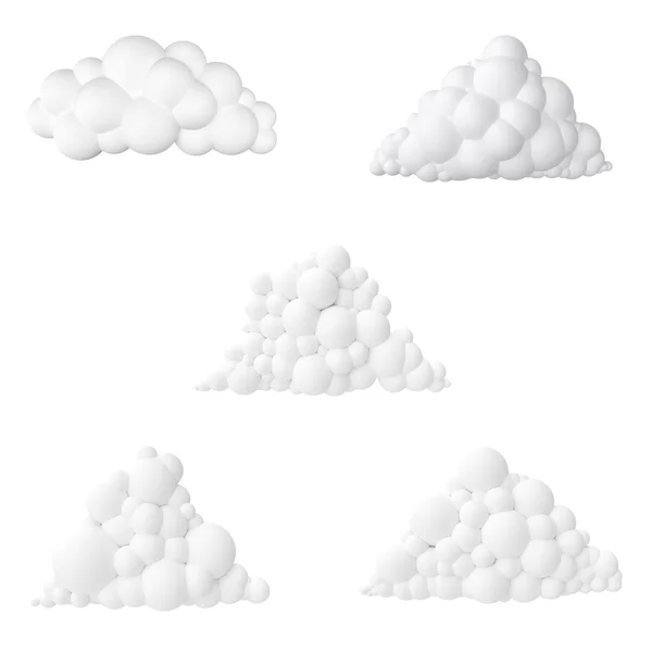 Collection nuages de dessin animé isolé sur fond blanc icône pour la conception — Photo