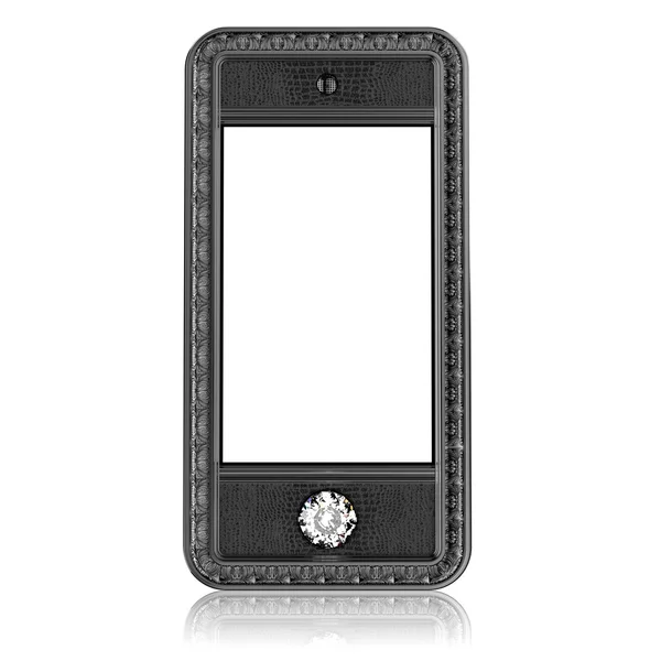 Téléphone en plastique avec écran tactile vierge et le bouton diamant pour VIP isolé sur fond blanc (version avant ) — Photo
