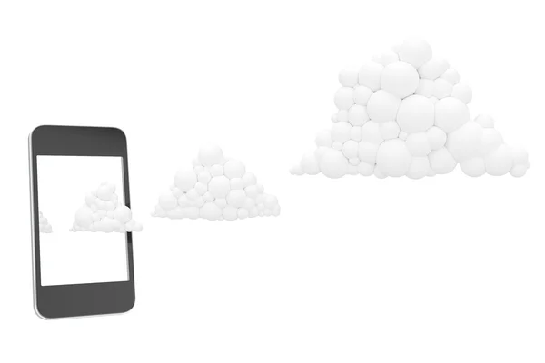 Cloud information i Internetvärlden isolerad på vit bakgrund (version med tre moln) — Stockfoto