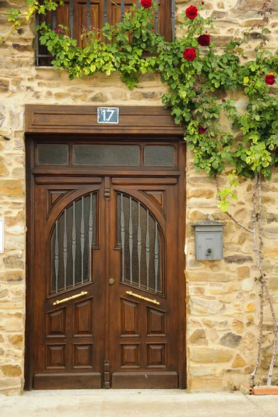 Wooden door on a rural house — Stock Photo, Image