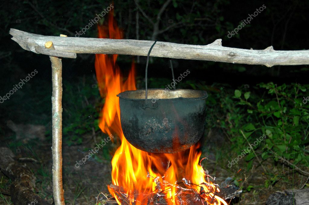 Metal Pot Under A Fire Stock Photo Image By C Happyshot 11568750