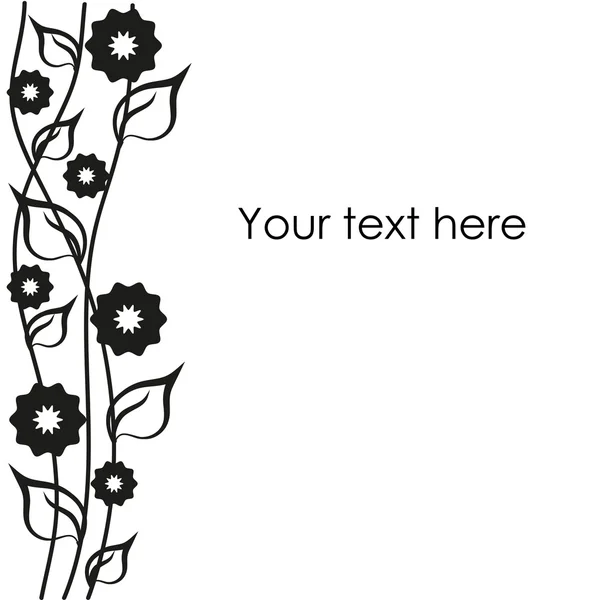 白で隔離される黒い花 — ストックベクタ