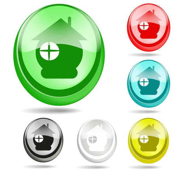 Colorful web icons set (green, yellow, red, blue and gray) — Stock Vector