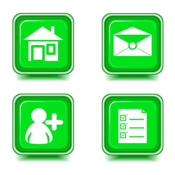 Web icons set green — Stock Vector