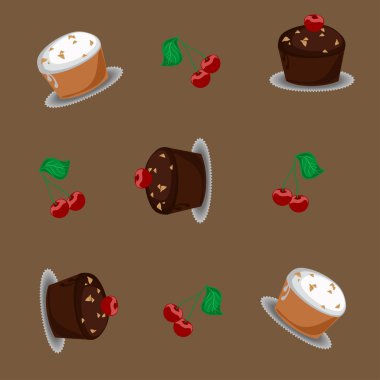 tatlı kek ve kiraz sorunsuz arka plan