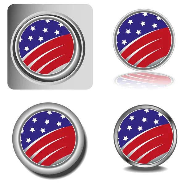 stock vector Round icons set for 4th july with flag