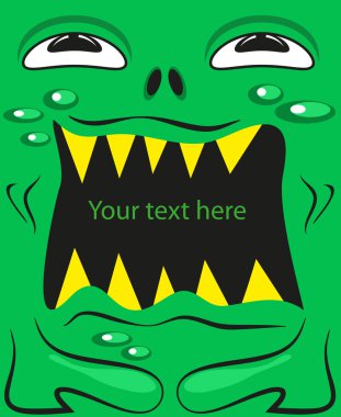 Monster with text in its mouth clipart