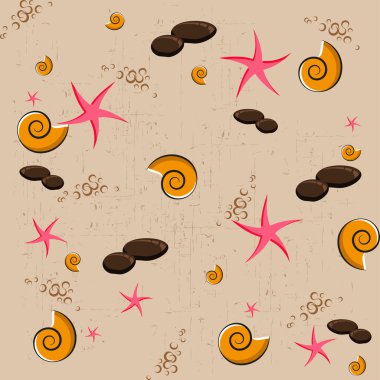 Sea seamless with stones and starfishes clipart