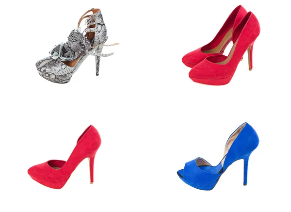 各种女人时尚鞋的抽象拼贴画 — 图库照片