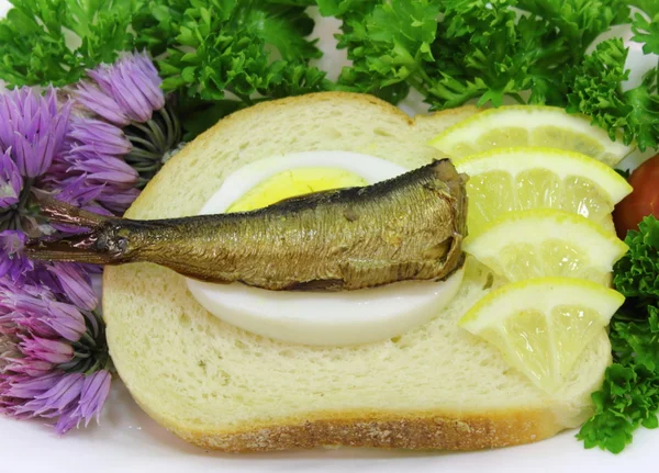 Sprat sandwich — Stock Photo, Image