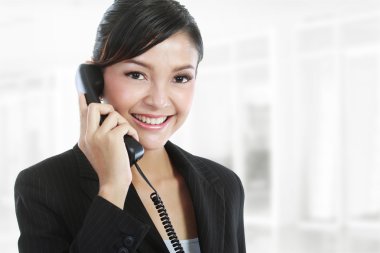 Business woman on phone call clipart