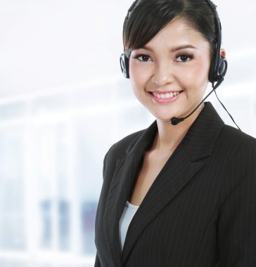 Customer service operator with headset clipart