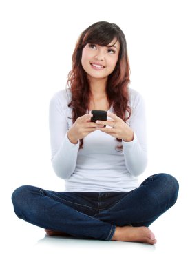 Woman text messaging clipart