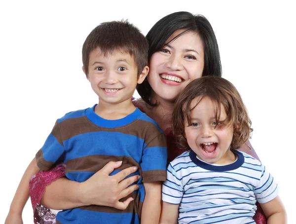 Pretty mother and her sons — Stock Photo, Image
