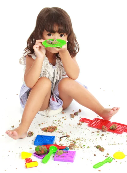 Little girl with her clay — Stock Photo, Image