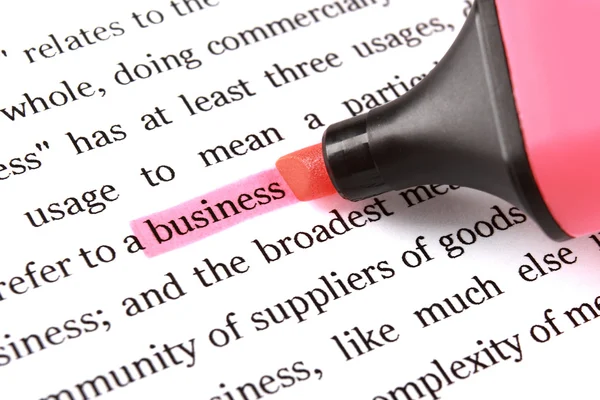 Highlighter and word business — Stock Photo, Image