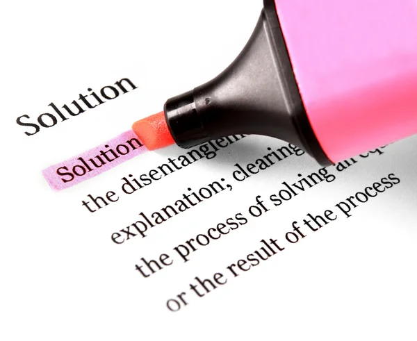 Highlighter and word solution — Stock Photo, Image