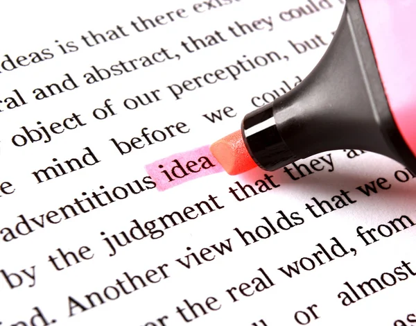 Highlighter and word idea — Stock Photo, Image